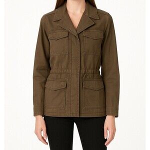J.Crew Women’s Utility Jacket Small Brown Twill Field Cargo Military Button Up